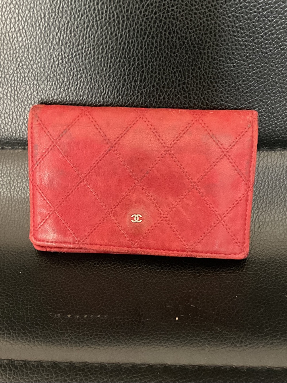 Chanel Quilted Red Leather Card Holder